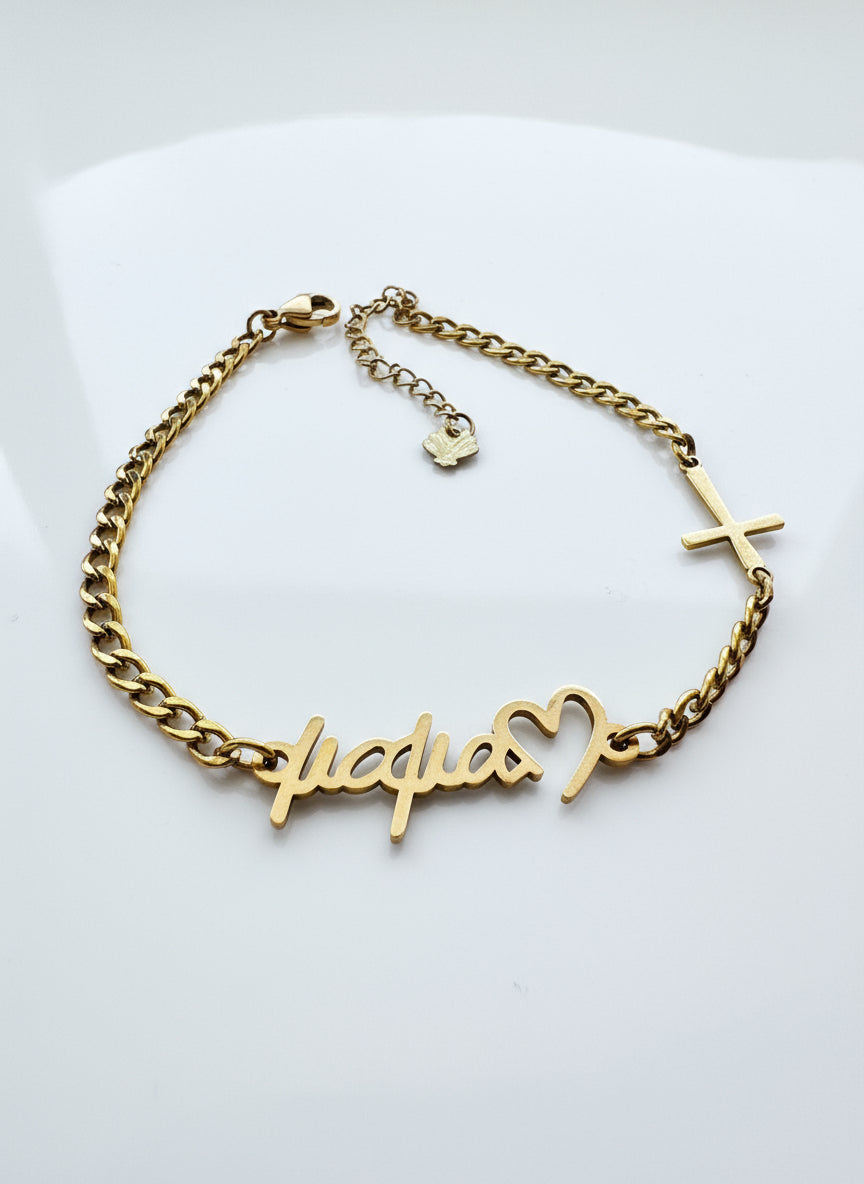 #μαμά bracelet gold